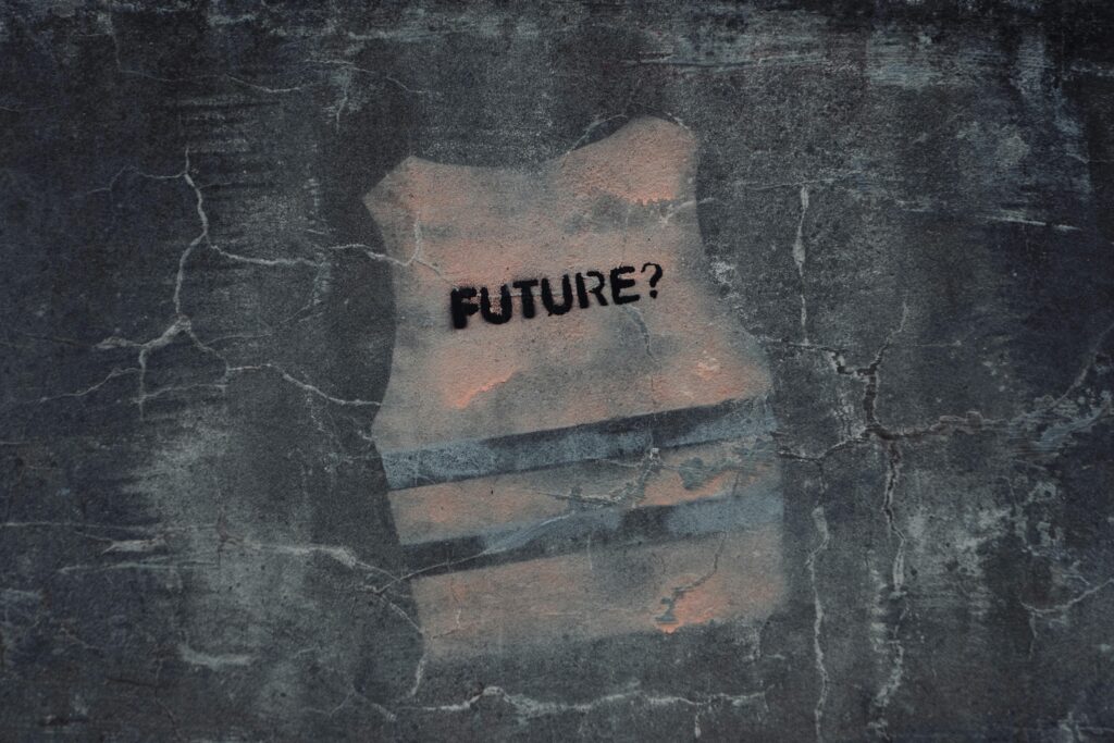 pexels-photo-3192640-3192640 Street art in Venice with text 'FUTURE?' on cracked concrete wall.